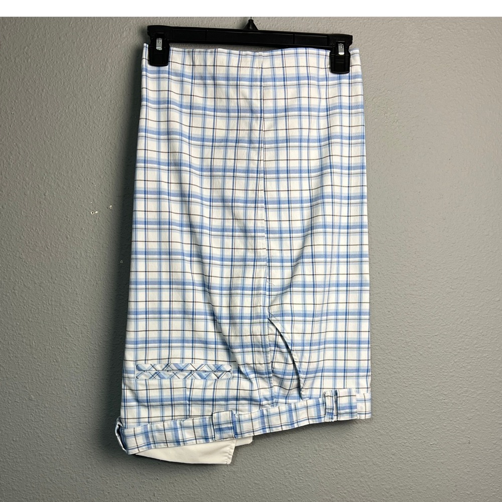 Under Armour Plaid Golf Shorts Men 38W Blue White Polyester Athletic Performance